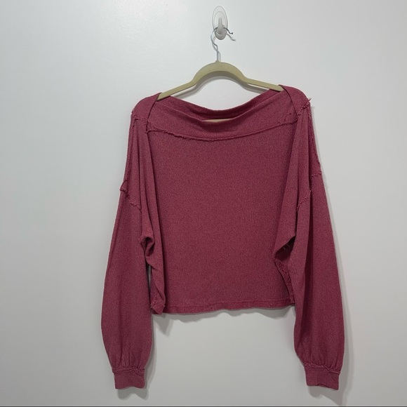 Free People We The Free Stay With Me Hacci Top Size Small in Raspberry Pink - Picture 7 of 13